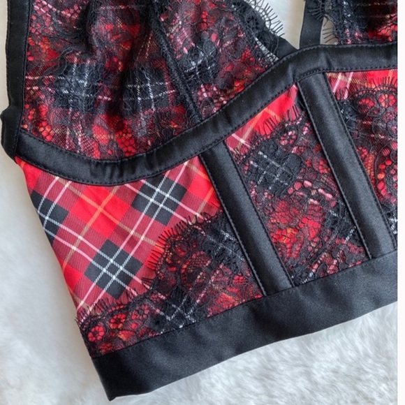Victoria’s Secret Longline Plaid Lace Bustier Crop - Picture 7 of 10